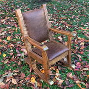 Rocking Chair Single Leather Seat And Back With Brass/Copper Detail