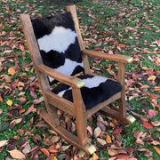 Rocking Chair Single Cowhide Seat And Back With Brass/Copper Detail