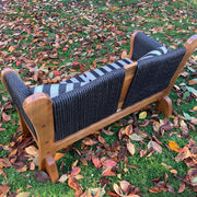 Tub Bench Double UV Upolstered squab and cushion with rope back and copper detail