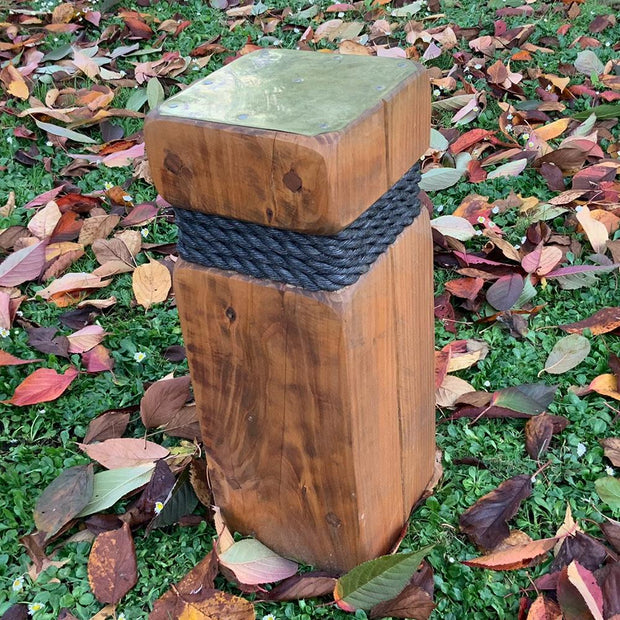 Bollard Single Timber With Rope Brass And Copper Detail